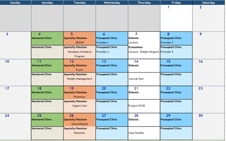 NP Residency Calendar