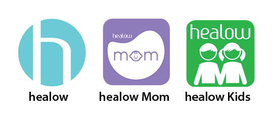 preview of Healow's app icons including Mom and Kids